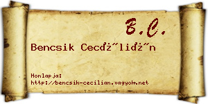 Bencsik Cecílián névjegykártya
