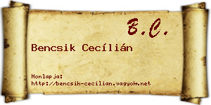 Bencsik Cecílián névjegykártya
